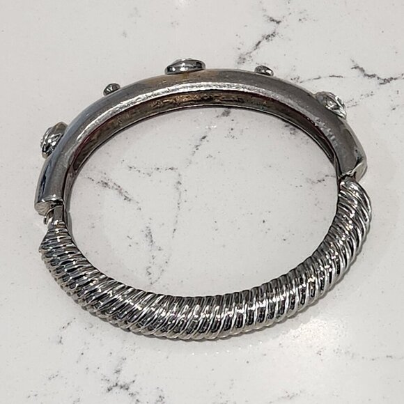 Silver Tone Cuff Bangle Bracelet - Picture 1 of 5